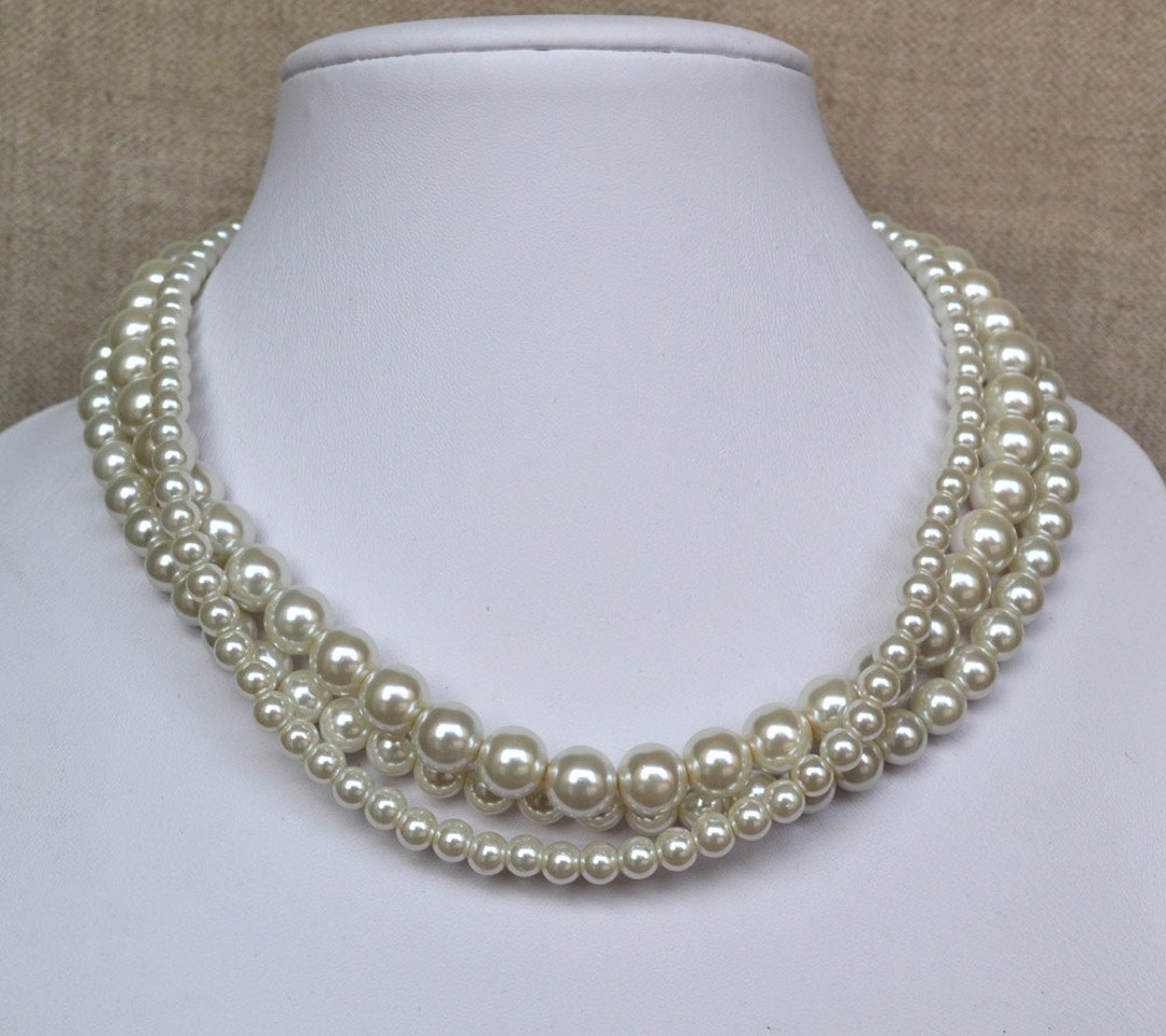 Big Pearl Necklace, 20 Mm White Pearl Necklace, Faux Pearl Necklace, High  Quantity Plastics Pearls,statement Necklace,large Pearl Necklace 