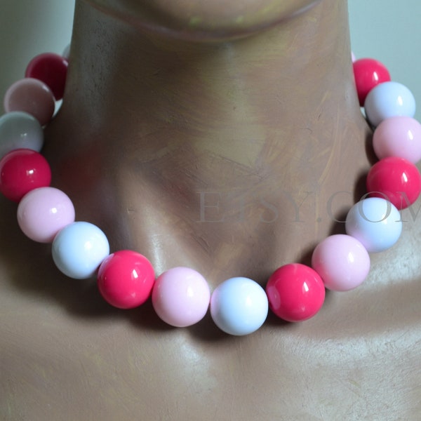 colourful beads Necklace, Multicolor beaded Necklace, Light Pink Necklace, Statement Necklace, gift for him, choker necklace