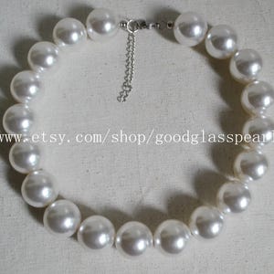 Big Pearl Necklace, 20mm White Pearl Necklace, Faux Pearl Necklace, High Quantity Plastics Pearls,Statement Necklace,Large pearl necklace