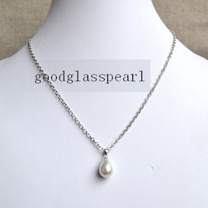 Halskette, weiße Perlenketten, Tropfen, hochzeitshalskette, Brautjungfern-Halskette, Glas Perlen Halsketten, Anhänger, Halskette