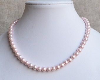 Pink Pearl Necklace - Etsy