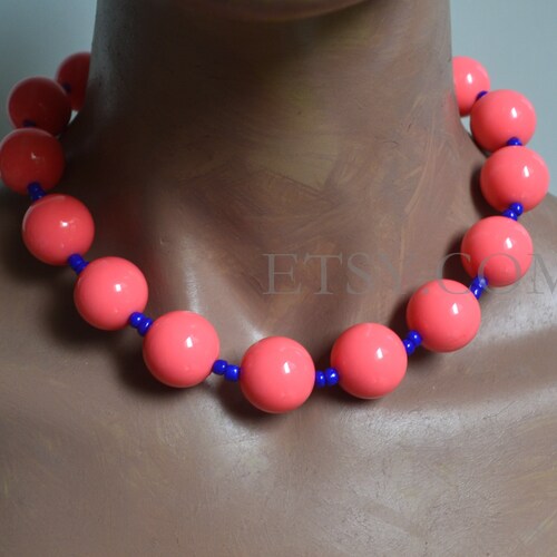 Harry Styles Beads Necklace Hot Pink Beaded Necklace Resin Etsy