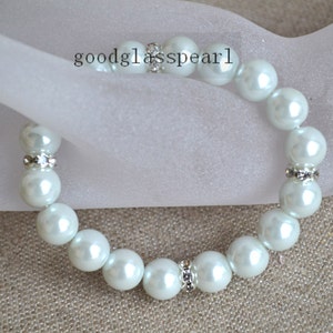 glass pearl bracelet, flower girl bracelet, pearl and rhinestone bracelet, wedding bracelet, bridesmaids bracelet, statement bracelet