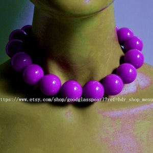 Big Purple beaded necklace, 24mm purple beads necklace, purple choker necklace, Resin necklace, statement necklace