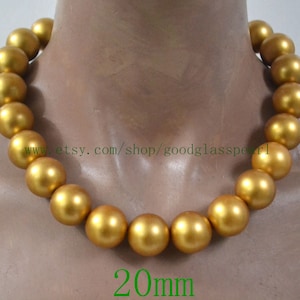 Big Gold Bead Necklace, 20mm,25mm Faux Pearl Necklace, High Quantity Plastics Pearls, Statement Necklace,Large gold beaded necklace