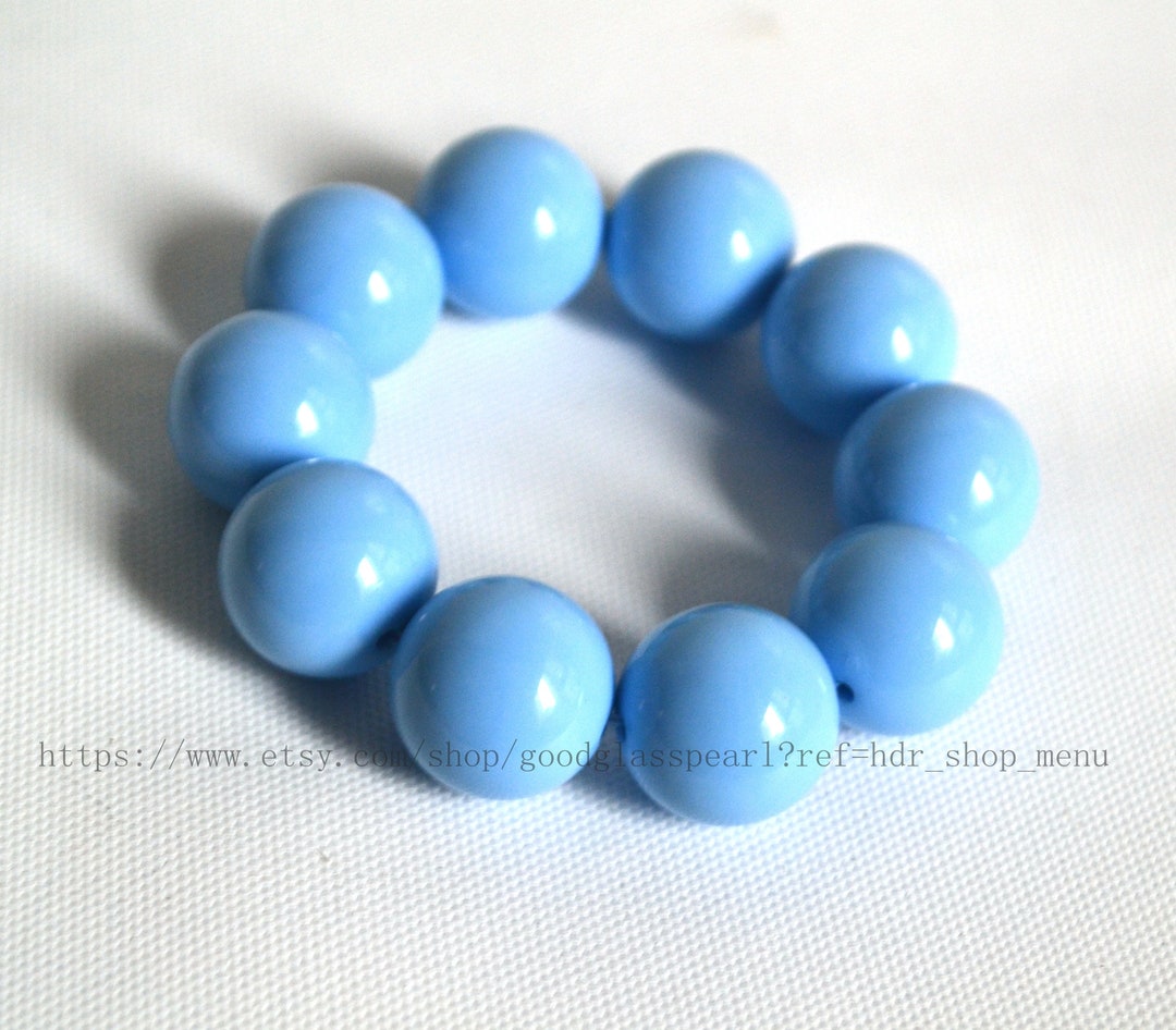 2omm Light Blue Beads Bracelet Big Blue Bracelets Stretchy Etsy
