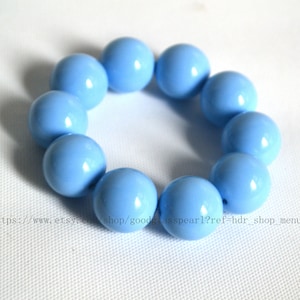 20mm light blue beads bracelet, Big blue Bracelets, stretchy bracelet, sky blue Beaded Bracelet, Statement Bracelet, men bracelet