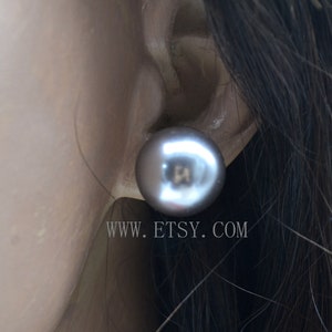 Big Gray Pearl Earrings Stud, 12-18mm Pearl Earrings, Round Pearl Earrings,Faux Pearl Stud Earring, plastics pearl earrings, Women Earrings