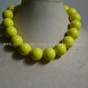 yellow beaded Necklace, 20mm yellow beads Necklace, High Quantity Resin bead, Statement Necklace, big yellow choker necklace
