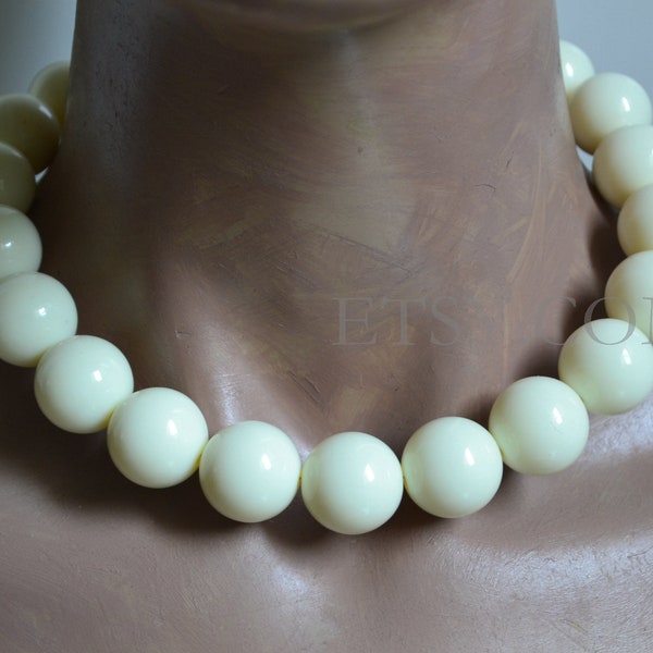 Big ivory beads necklace, Bubblegum Bead Necklace, Ivory Necklace, Statement Necklace, Funky Fun Men Necklac