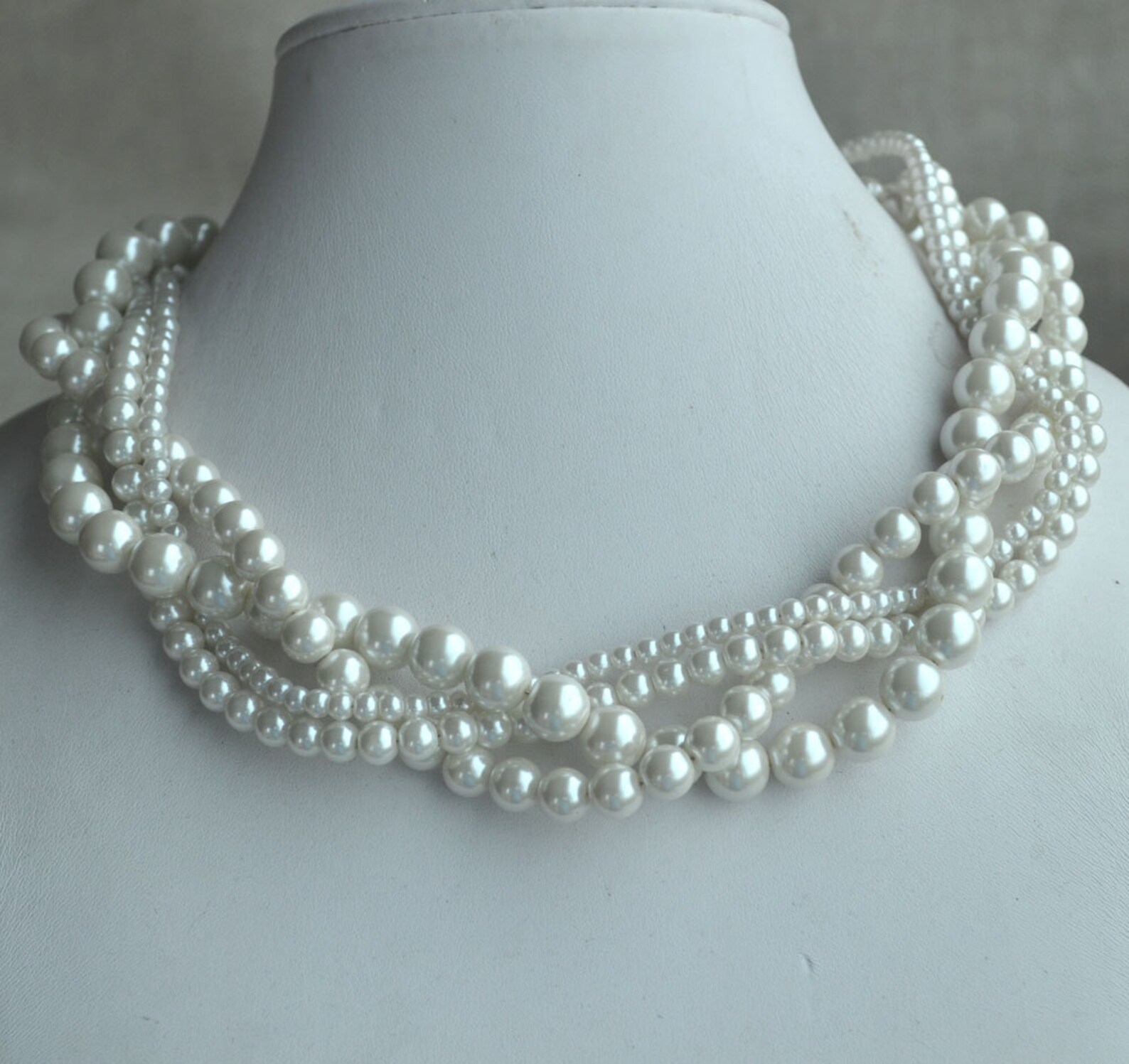 Pearl Necklacefour Strands Pearl Necklace Twisted Pearl - Etsy