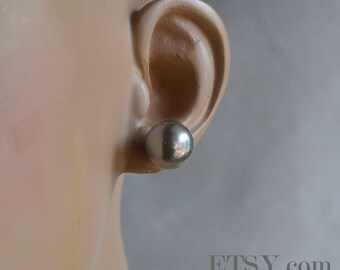 12 mm gray Pearl Earrings, Round Pearl Earrings,Faux Pearl Stud Earring, plastics pearl earrings, Women Earrings,Big Pearl Stud Earrings