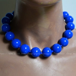 Royalblue beads Necklace, Blue Necklace, 20 mm blue beaded Necklace, Statement Necklace, big and small blue beads necklace