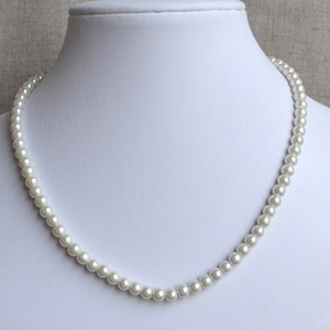 ivory pearl necklace,glass pearl necklace,6mm pearl necklaces,wedding necklace,bridesmaids necklace,pearl necklace ,glass pearls necklaces