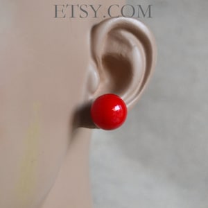 Red Pearl Earrings,12mm,16mm Round Pearl Earrings,Large Pearl Earrings, Faux Pearl Stud Earring, Light weight Earrings,big pearl earrings