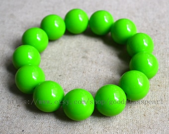 Pulsera de cuentas acrílicas verde claro, 20 mm, joyería llamativa
