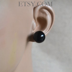 14 mm Black Pearl Earrings,Round Pearl Earrings,Large Pearl Earrings Stud, Faux Pearl Stud Earring, Light weight Earrings,big pearl earrings