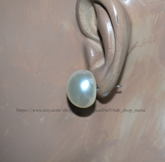 Big Button Pearl Earrings, 16mm White Pearl Earrings, Ivory
