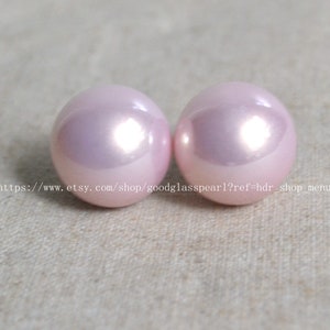20mm big pearl earrings, light pink pearl earrings, round ball shape pearl earrings, large pearl earrings, light weight pearl earrings
