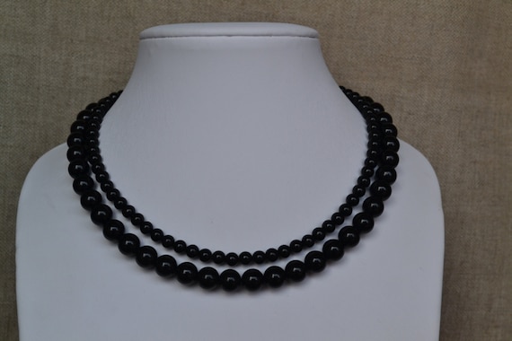 Etsy black pearl necklace discount