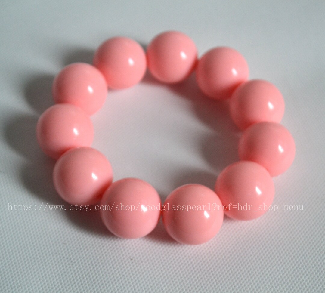 20mm Blush Pink Bracelet Big Pink Bracelets Stretchy Bracelet Blush Beaded Bracelet
