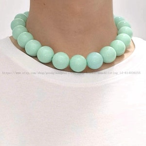 Mint Blue Beads Necklace, Candy Beads Necklace, Resin beaded, Statement Necklace, Big Light Blue choker necklace, men necklace