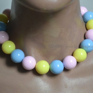 concert beads Necklace, yellow pink blue beads necklace, Multicolor beaded Necklace, Statement Necklace, gift for him,men necklace