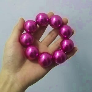 Big Hot Pink Pearl Bracelet, Light Purple Pearl Bracelet, Pink Pearl BRacelet, 30mm/25mm/20mm, Elasticated Bracelet, Statement Bracelet