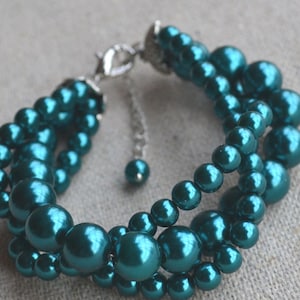 Perlenarmband,Hochzeitsarmband,Brautjungfern Armband,3 Reihen Perlenarmband,Glasperlen Armband,Frauen Armband, gedrehtes Armband