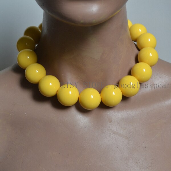 Yellow Round Beads Necklace main image 1