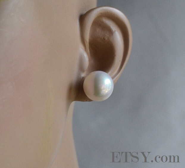 ピアス Pearl Stud Earrings / 14mm #9102 8.5mm-14mm Cream White Sea Shell Pearl Stud Earrings | eBay