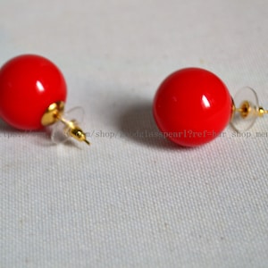 Big red stud earrings, red beads earrings stud, Funky Bubblegum Bead earrings, concert earrings,red statement earrings