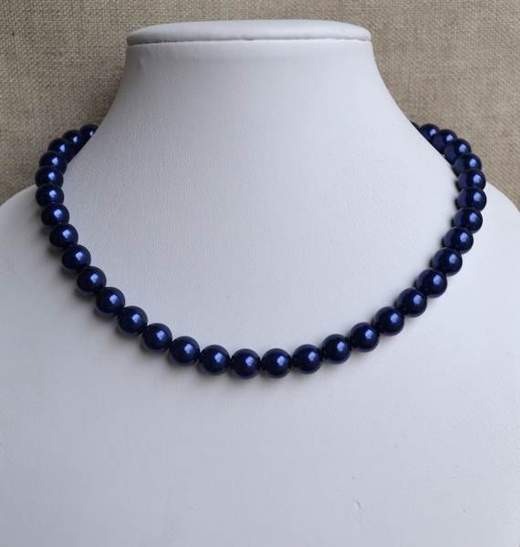 Real blue pearl necklace best sale