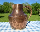 Antique French copper water jug pitcher for display or restoration