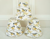 Chandelier lampshade bird fabric for sconce wall light, Clip on handmade in France country home decor 4.3 x 5.1 inches