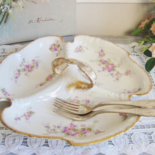 Plat vintage en porcelaine de Limoges pour apéritifs