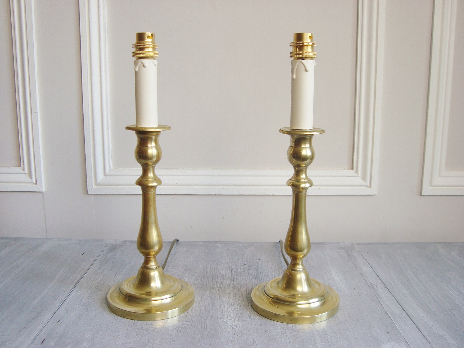 Pair Vintage French Table Lamps With Handmade Toile De Jouy Etsy