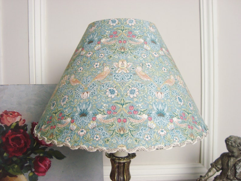 Antique French Candlestick Lamp With a William Morris Aqua Etsy