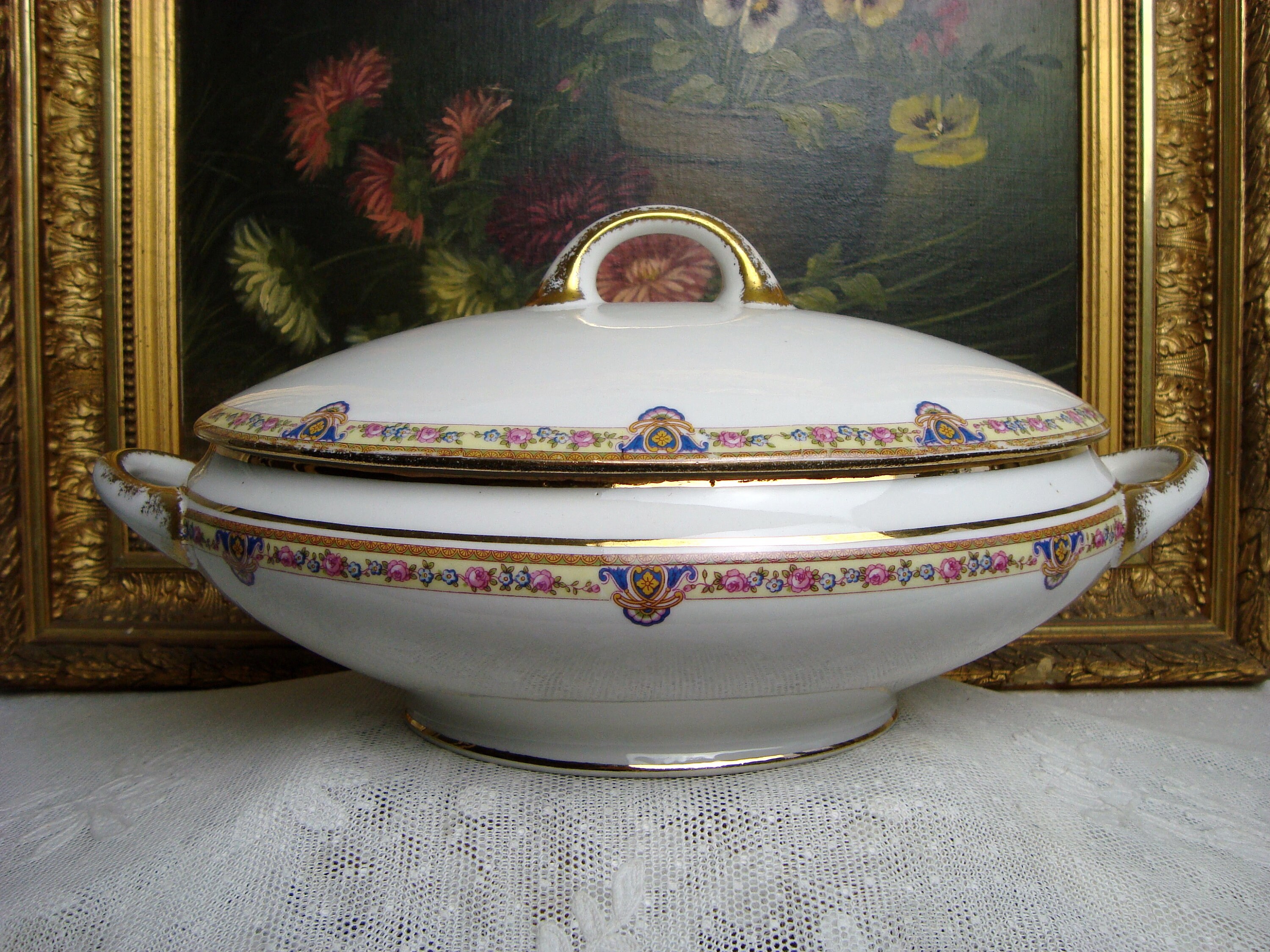 Belle Soupière en Porcelaine de Limoges Baranger Reboisson et Pradet Brp Vers 1910