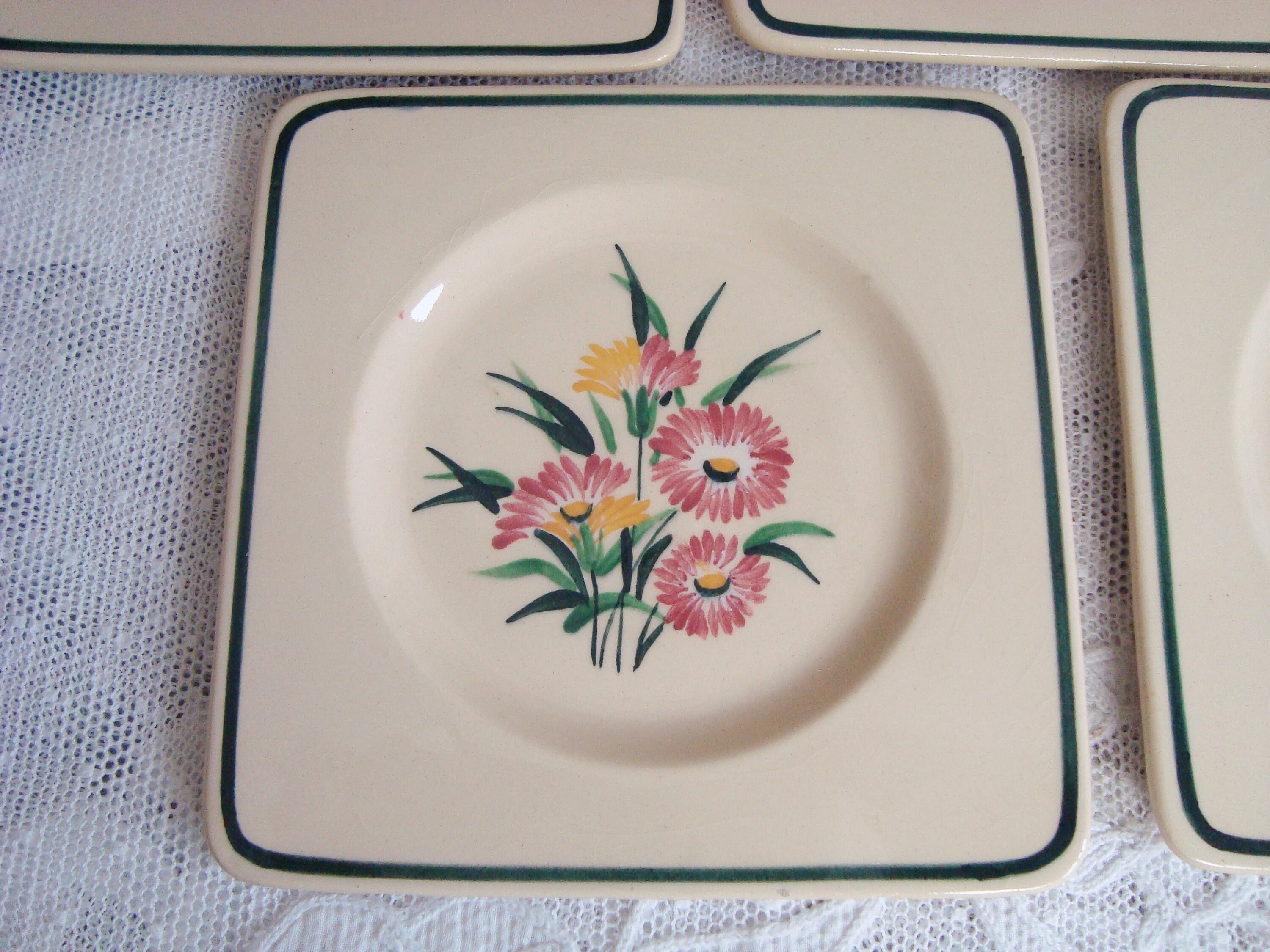 Set of 5 Vintage Cake Plates by Gien With Hand Painted Floral Etsy
