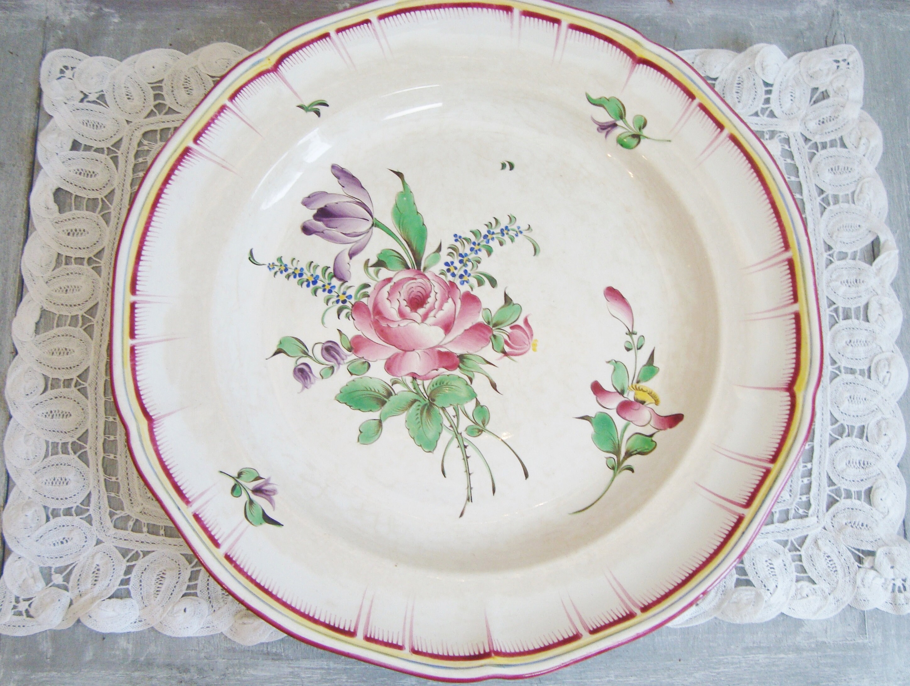 Grande Assiette Ancien Vieux Strasbourg de Keller et Guérin Lunéville