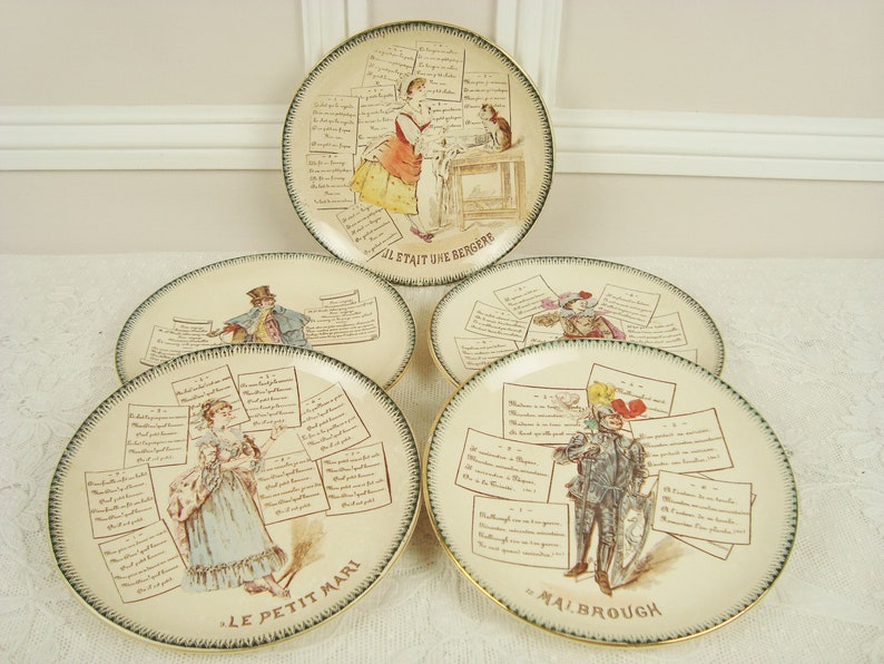 Antique French Choisy Le Roi Ironstone plates set of 5