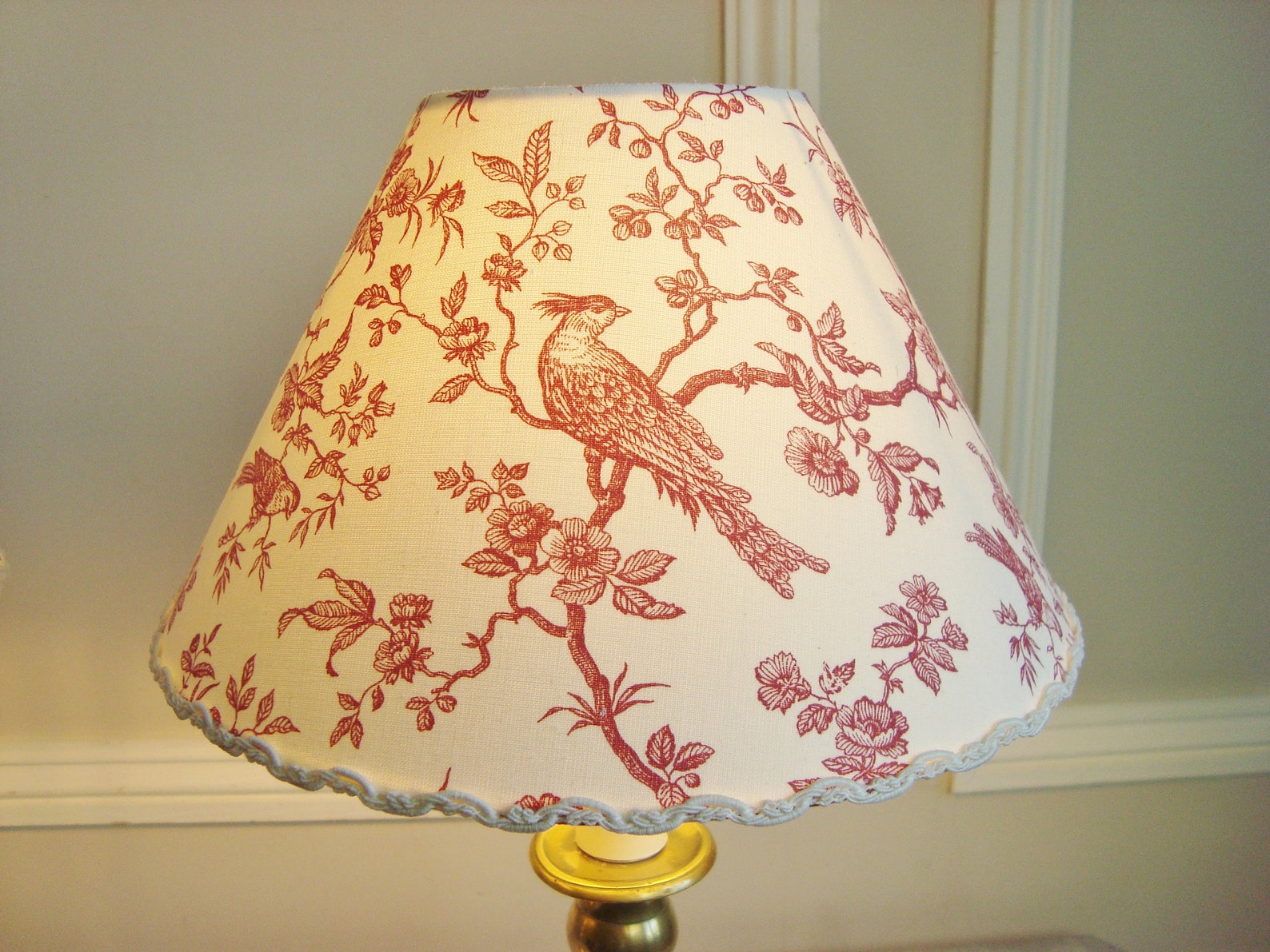 Pair Vintage French Table Lamps With Handmade Toile De Jouy Etsy
