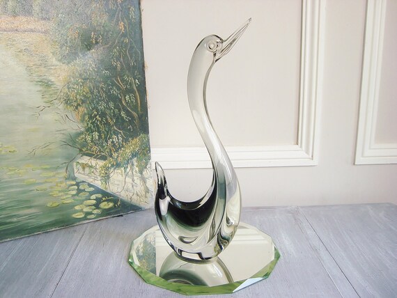 Large Vintage Murano Style Glass Swan Mid Century Art Glass Duck Water Bird  14.9 Inches High - Etsy