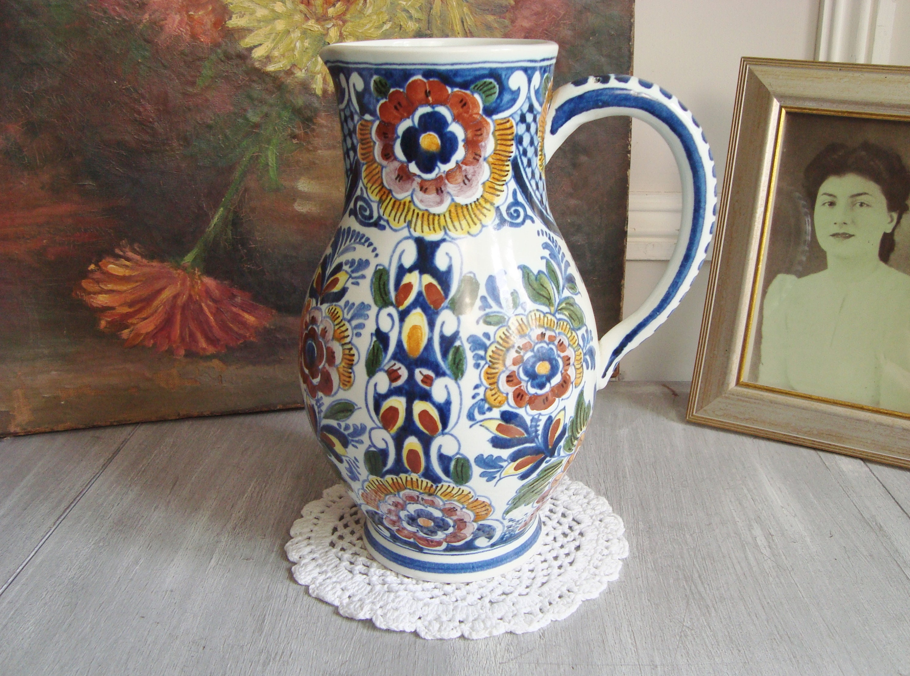 Pichet Carafe Delft Vintage Décor Polychromé