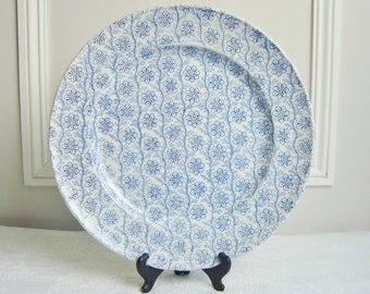 Plat de service ancien, décor de table bleu et blanc des années 1840 Jules Vieillard Bordeaux