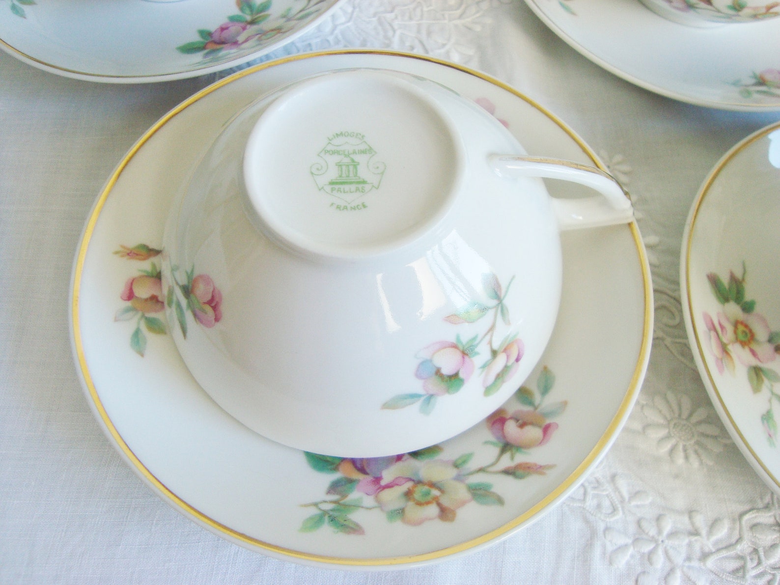 Vintage Limoges Porcelain Coffee Set With Roses Motifs 12 Cups Etsy