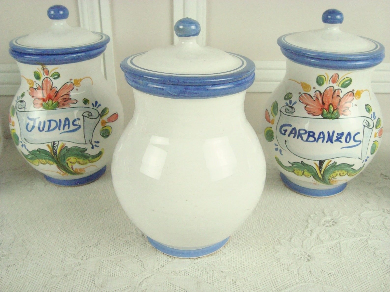 Vintage Spanish kitchen storage jars set of six Etsy