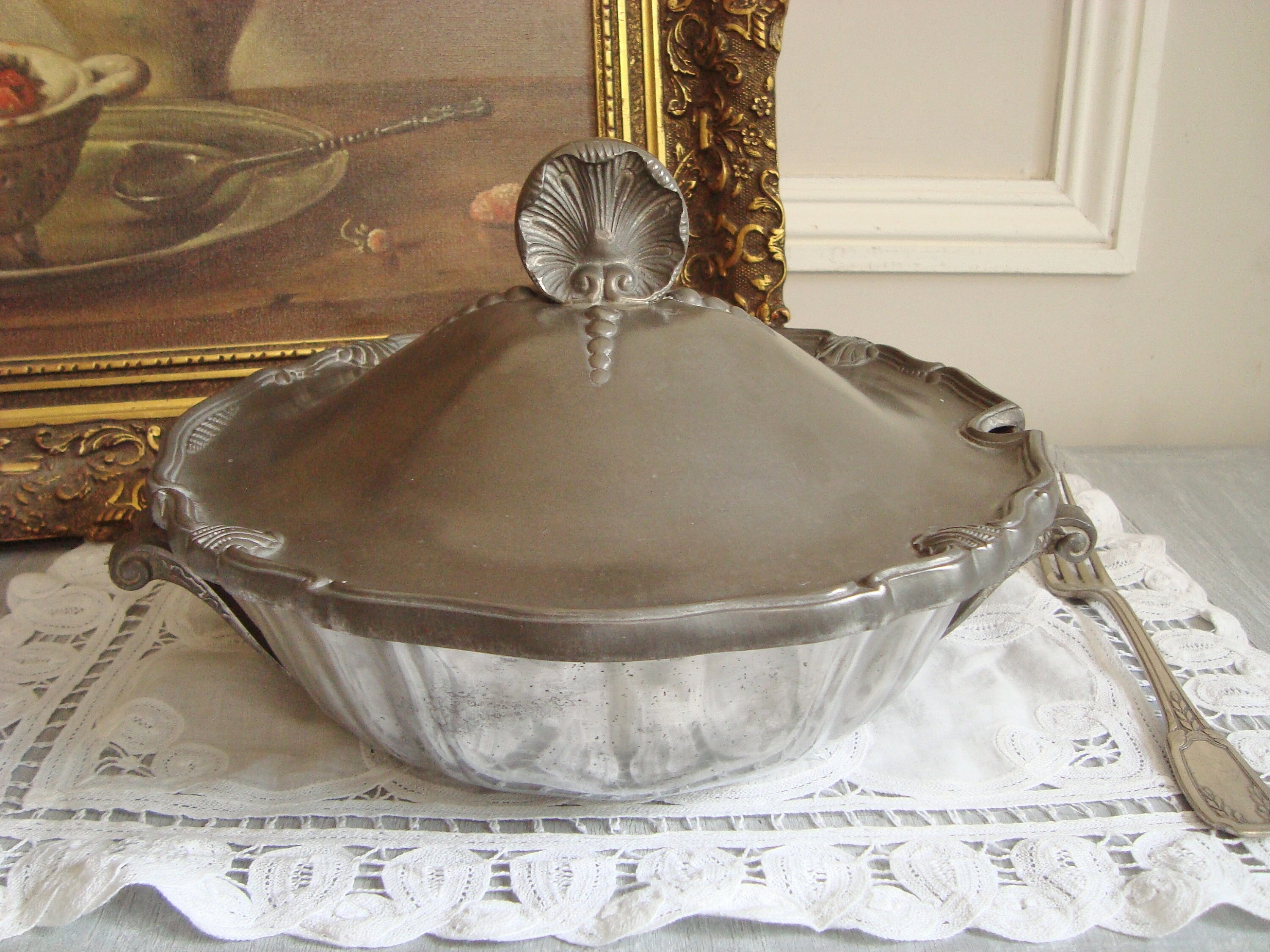 Soupière Vintage en Étain Les Potstainiers Hutois Finstain Vers 1960