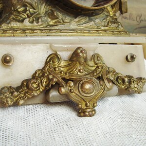 Antique French spelter statue clock pediment shabby style image 3
